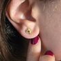Garnet January Carnation Gold Plated Stud Earrings, thumbnail 2 of 5