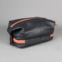 Black Leather Open Top Wash Bag With Orange Zip, thumbnail 6 of 7