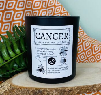 Personalised Cancer Horoscope Star Sign Candle, 4 of 11