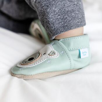 Dotty Fish Polar Bear Soft Leather Baby Shoes With Non Slip Sole, 3 of 10