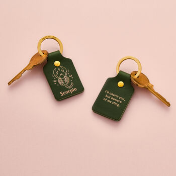 Personalised Zodiac Leather Keyring, 2 of 10