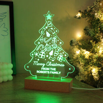 Personalised Christmas Tree Wooden Based LED Light, 8 of 11