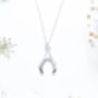 Dainty Wishbone Sterling Silver Necklace Good Luck Gift, thumbnail 4 of 6