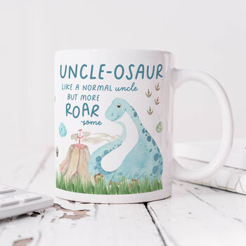 Personalised Uncle Mug 'Uncleosaur', 3 of 5