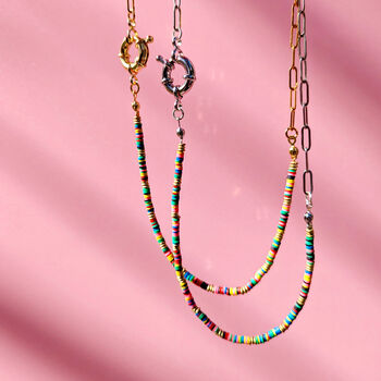 African Recycled Records Bead And Chain Necklace, 2 of 12