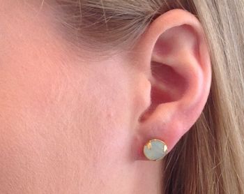 Aqua Earrings Gold Studs, 3 of 4