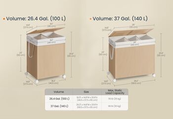 Laundry Sorter Basket With Wheels Lid, 2 of 7