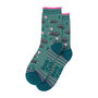 Badgers Woodland Animals Bamboo Ankle Socks Women's Green, thumbnail 2 of 3