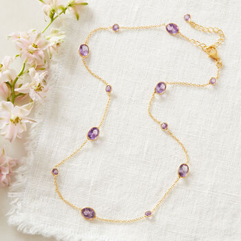 Amethyst Pebble Gold Plated Silver Chain Necklace, 2 of 11