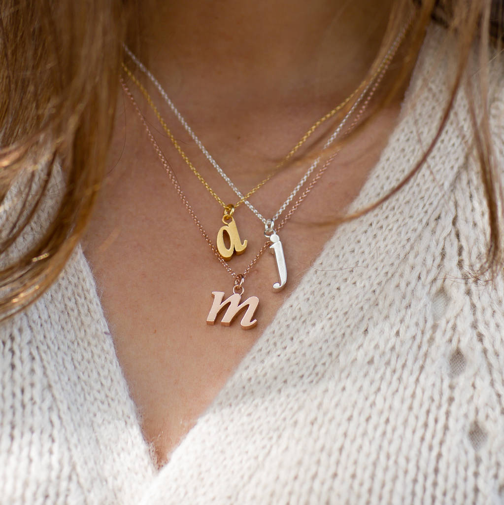 Personalised Lowercase Initial Charm Necklace, 1 of 6