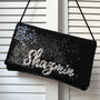Black Or Navy Sequin Name Clutch, thumbnail 1 of 12