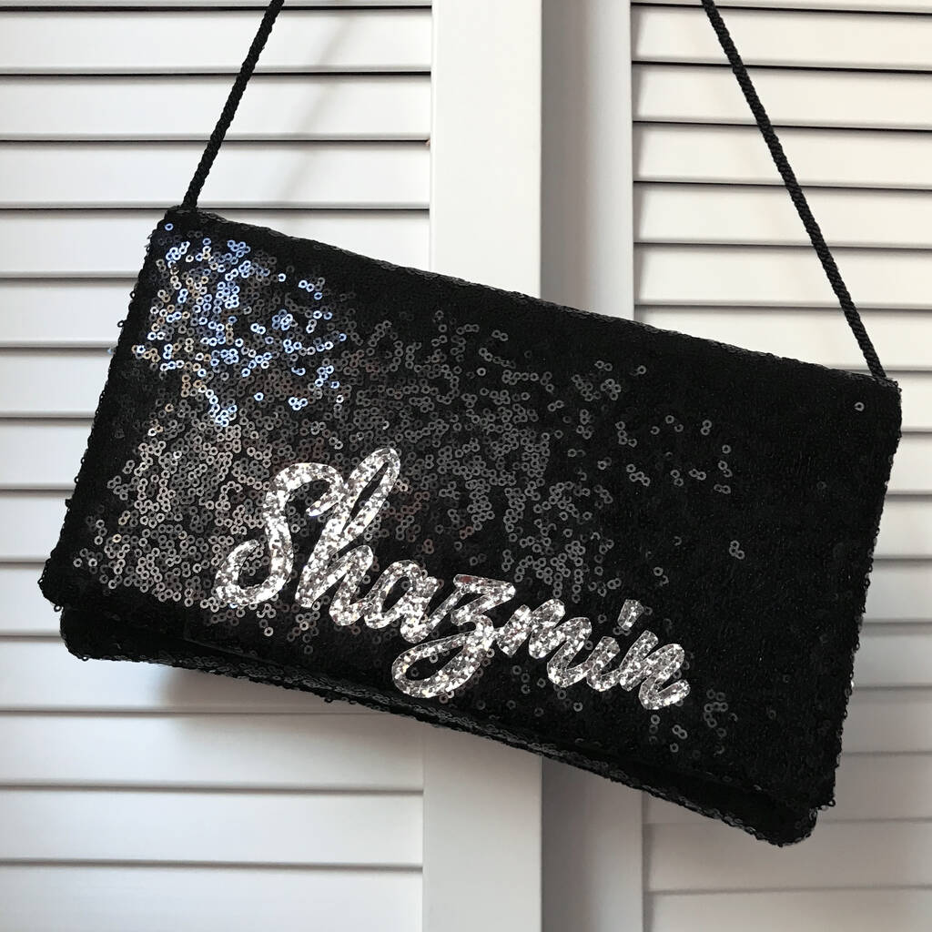 Black Or Navy Sequin Name Clutch, 1 of 12