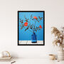 Elegant Simplicity Red Flowers Blue Vase Wall Art Print, thumbnail 4 of 6