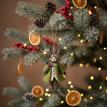 Handmade Felt Hector Christmas Hare Hanging Decoration, 9 of 9