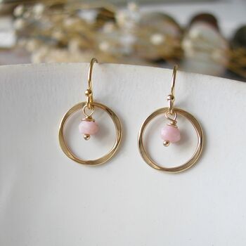 Pink Opal Circle Earrings, 2 of 5