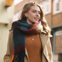 Burgundy, Navy And Mustard Winter Scarf, thumbnail 6 of 12