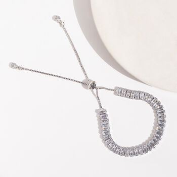 Rectangle Crystal Tennis Bracelet In Silver Colour, 2 of 3