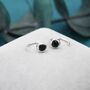 Black 4mm Cz Huggie Hoop Earrings, thumbnail 4 of 11