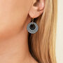 Black And White Stripey Circular Earrings, thumbnail 4 of 6