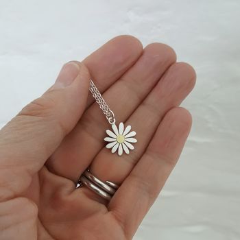 Aster Flower Pendant Necklace In Silver And 18ct Gold, 3 of 7