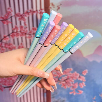 Five Pairs Cherry Blossom Reusable Fiberglass Chopstick, 3 of 4