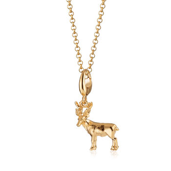 Christmas Reindeer Charm Necklace, Sterling Silver Or 18ct Gold Plated, 5 of 11
