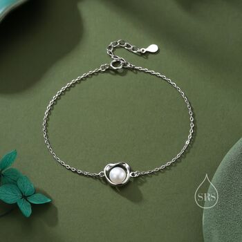 Sterling Silver Natural Pearl Mobius Circle Bracelet, 7 of 11