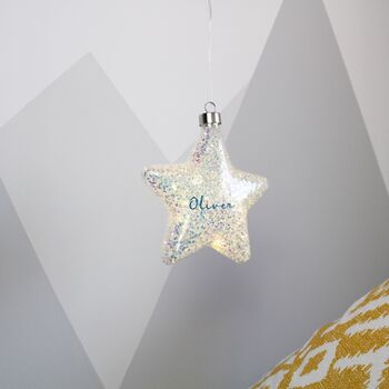 Glitter LED Star Hanging Decoration Light, 7 of 9