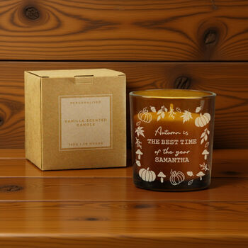 Personalised Pumpkin Pumpkins Amber Glass Candle, 4 of 5