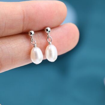 Genuine Fresh Water Pearl Drop Earrings Sterling Silver, 2 of 12
