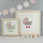 Personalised Embroidered New Baby Framed Artwork, thumbnail 2 of 9