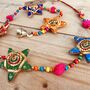 Recycled Fabric Star And Pom Pom Hanging Bells, thumbnail 3 of 7