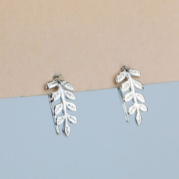 Sterling Silver Leaf Branch Hook Earrings, 3 of 5