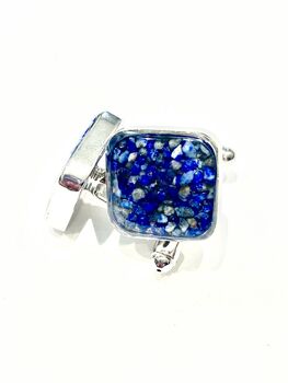 Steel And Lapis Lazuli Cufflinks, 3 of 5