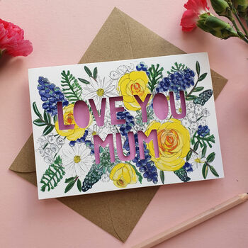 Love You Mum Paper Cut Card, 5 of 7