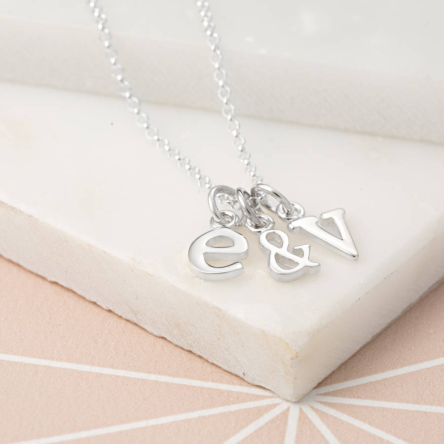 monogram charms necklace silver
