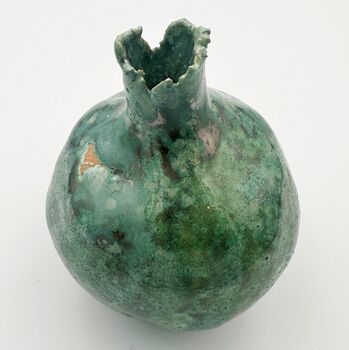 Handmade Ceramic Pomegranate Metallic Green, 4 of 8