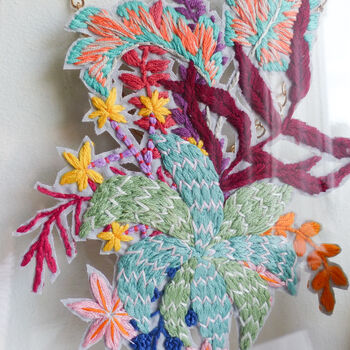 Tropical Bouquet Gold Framed Embroidery Art, 2 of 5