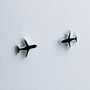 Sterling Silver Black Plane Stud Earrings, thumbnail 1 of 6