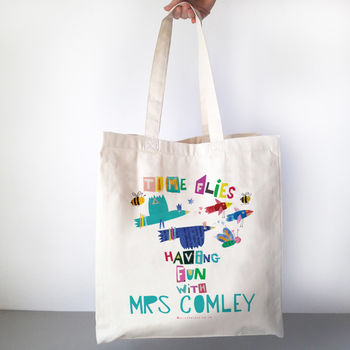 Personalised Time Flies With A Fun Teacher Bag, 4 of 9