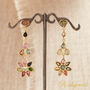 Multicoloured Tourmaline Star Shaped Long Stud Gold Earrings, thumbnail 1 of 9