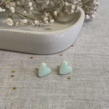 Mint Green Love Heart Clay Studs, 5 of 7