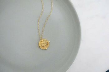 Chunky 18 K Gold Aztec Coin Medallion Necklace, 8 of 10