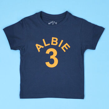 Personalised Birthday Name And Number Kids T Shirt, 4 of 4