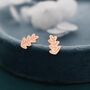 Oak Leaf Stud Earrings In Sterling Silver, thumbnail 6 of 12