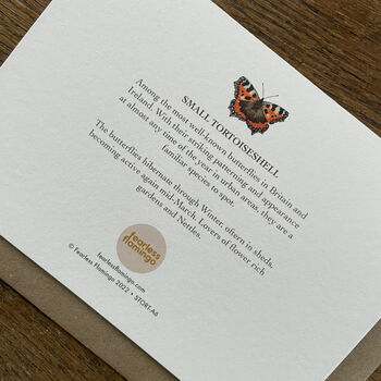 Illustrated Small Tortoiseshell Butterfly Card, 2 of 6
