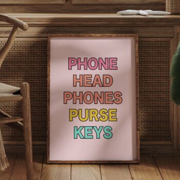 Phone Wallet Keys Hallway Print, 3 of 3