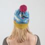Rabbit Lambswool Knitted Bobble Hat Bright Colours, thumbnail 5 of 12