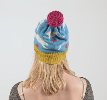 Rabbit Lambswool Knitted Bobble Hat Bright Colours, 5 of 12