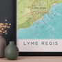 Framed And Personalised Lyme Regis Map Print, thumbnail 4 of 7